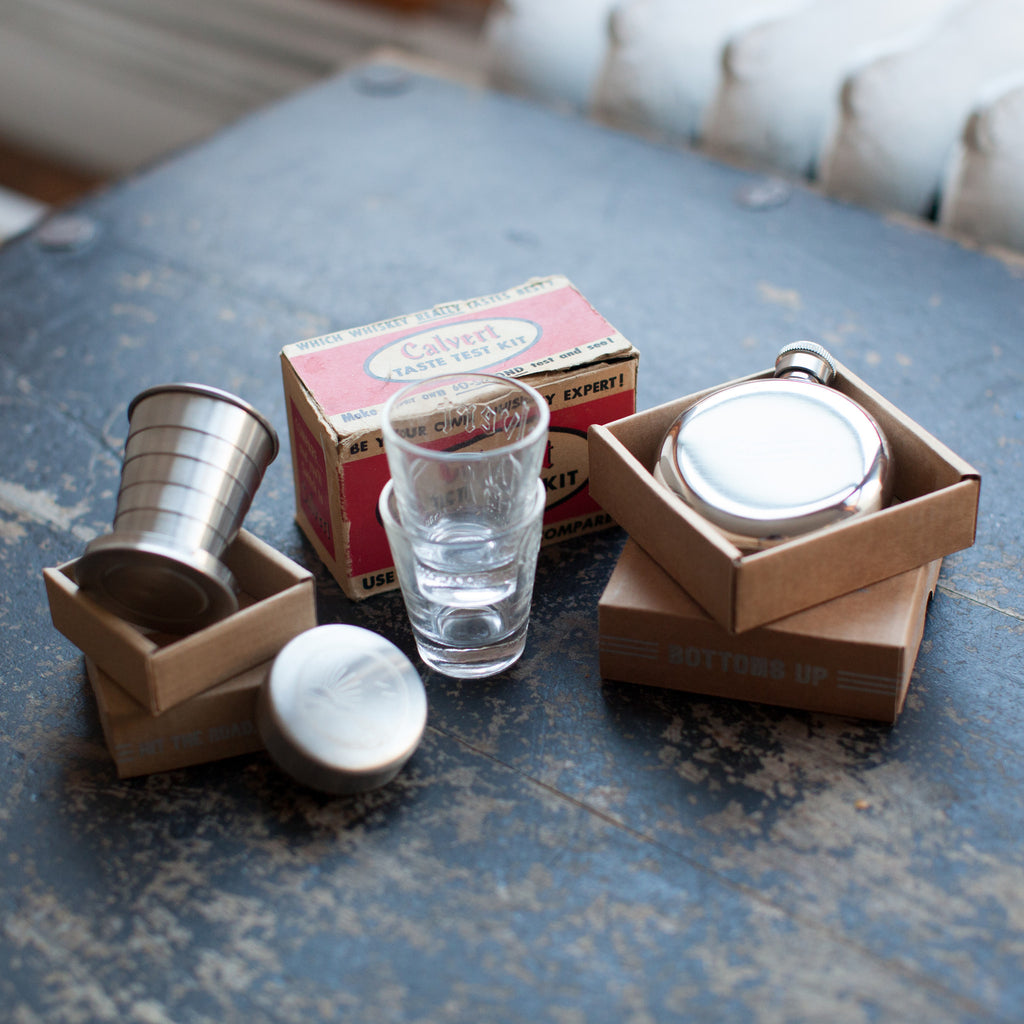 Calvert Whiskey Taste Test Kit w/ two shot glasses, Travel Cup and 3oz ...